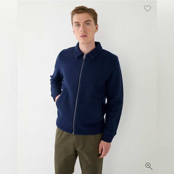 NWT J CREW Boiled merino wool coach's sweater-jacket in navy - Picture 5 of 7